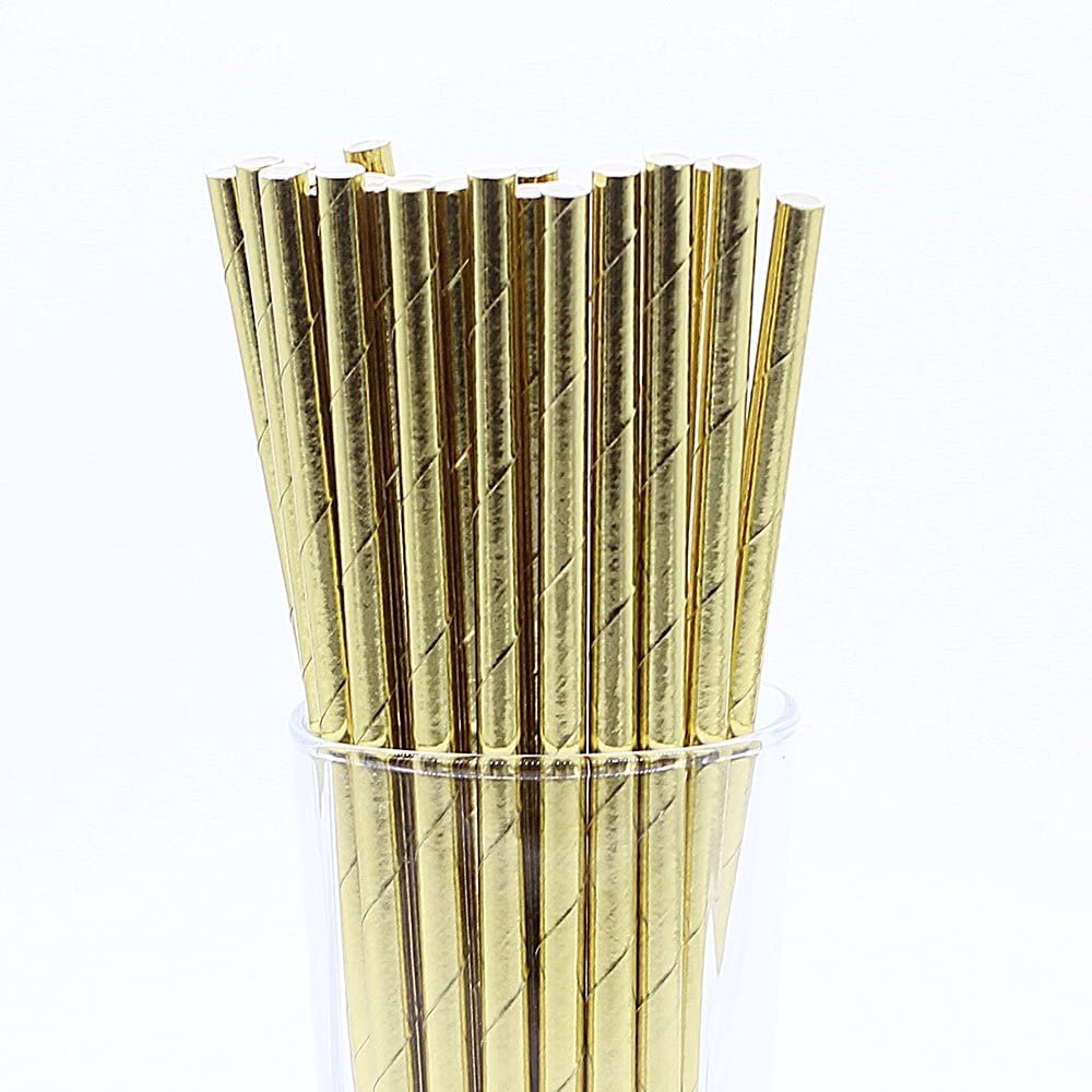 53ARTS Gold Metallic Paper Straws 6 mm Pack of 25