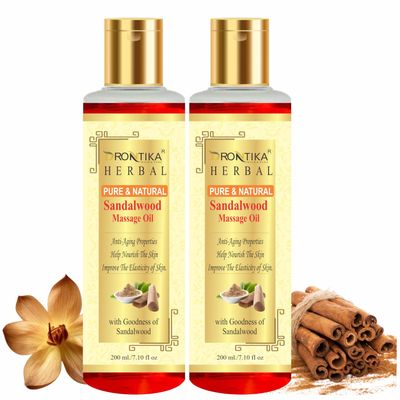 Drontika Herbal Ayurvedic Sandalwood Massage Oil, Paraben and Mineral Oil Free, 200ml Pack Of 2
