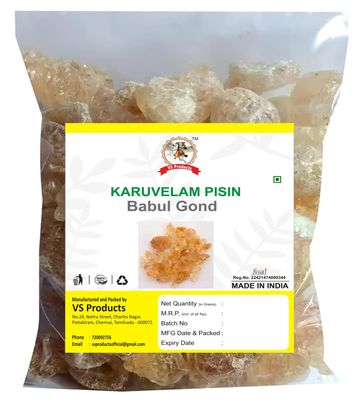 VS Products Edible Gond, 900g, Kikar Gond, Babul Gond, Gum Arabic, Acacia Gum, Babul Gum, Arabica Gum, (Pack of 9 X 100g)