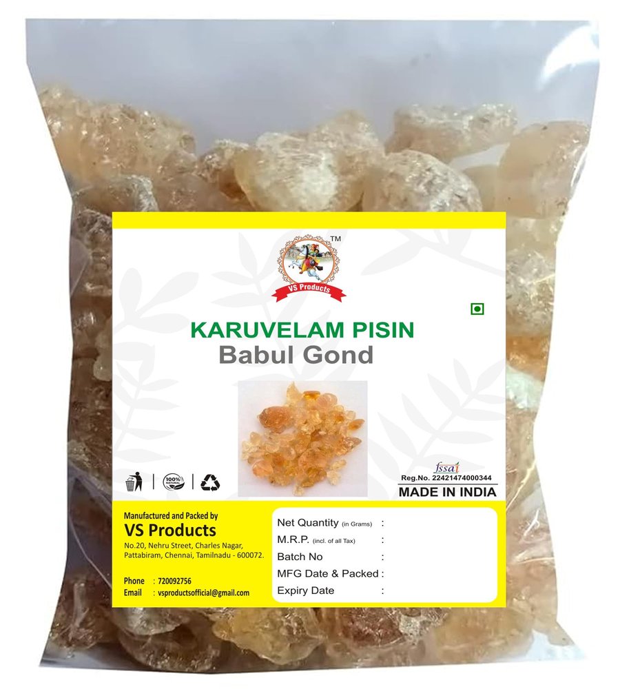 VS Products Edible Gond, 650g, Kikar Gond, Babul Gond, Gum Arabic, Acacia Gum, Babul Gum, Arabica Gum, 650g