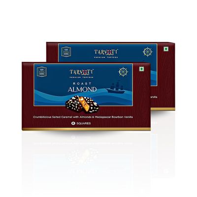 TARVOTI Premium Toffee- Roast Almond | 6units box x 2pkts x 48g each | Toffee Gift Pack | Almonds & Butter Salted Caramel with Madagascar Bourbon Vanilla | Crumbilicious Snack