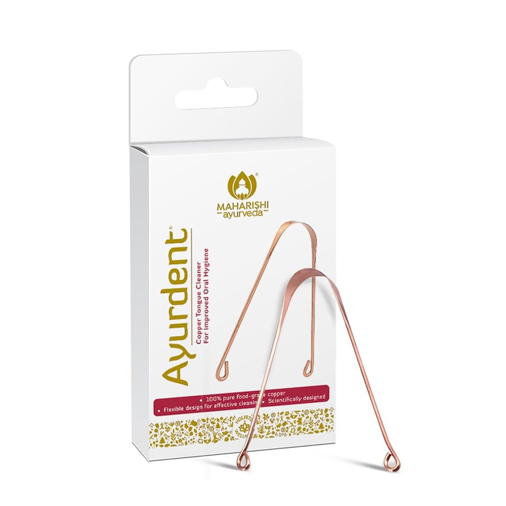 Maharishi Ayurveda Ayurdent Tongue Cleaner for Kids Ages 10+ and Adults - Premium Ayurvedic Copper Oral Hygiene Tongue Scraper Tool for Effective Bacteria & Plaque Removal (Pack of 1)