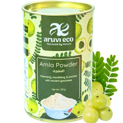Aruvi Eco Pure Organic Amla Powder (125g) | 100% Natural Indian Gooseberry for Hair Growth, Skin & Hair Repair, Drinking, and Eating | Farm-Fresh, Additive-Free