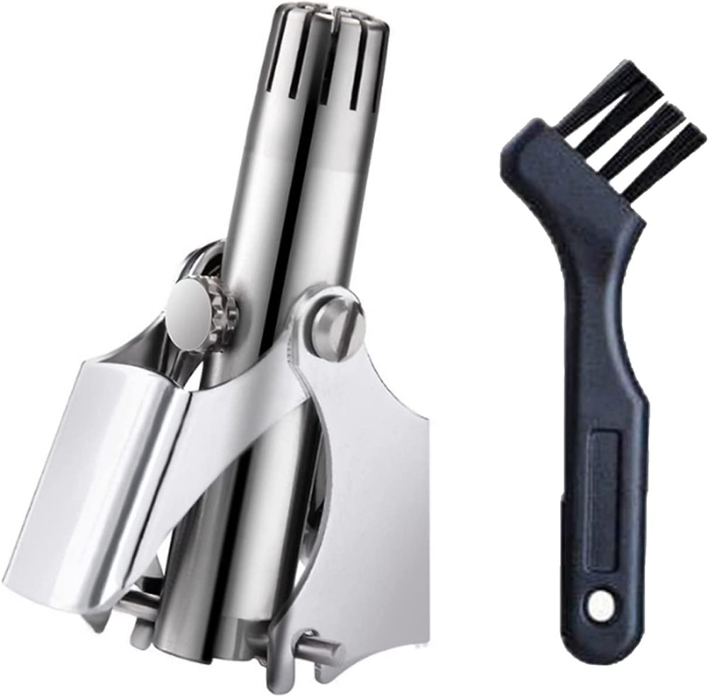 Marrone Manual Nose Hair Trimmer (No Batteries Required)- Portable Stainless Steel Nose Hair Remover for Men & Women/Professional Manual Washing. (Silver)