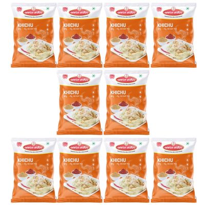AMRAT NARSIH Gujarati Khichu Instant Mix | Healthy & Easy to Prepare | 200 Gram | Pack of 10 | Makes 6 servings of 120 gm each plate in one pack