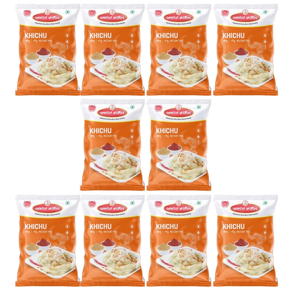 AMRAT NARSIH Gujarati Khichu Instant Mix | Healthy & Easy to Prepare | 200 Gram | Pack of 10 | Makes 6 servings of 120 gm each plate in one pack