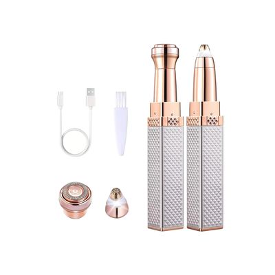 CAVERNSHOP Rechargeable Eyebrow Trimmer Shaver & Facial Hair Remover Pen For Women 2-In-1 Painless Razor For Eyebrows, Lips, Nose & Face With LED Light, Multicolour