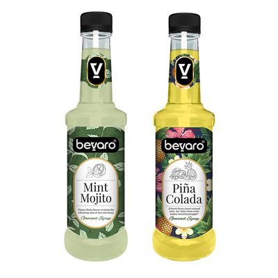 Bevaro Mint Mojito Syrup and Pina Colada Syrup| Syrups for drinks| Mocktails Syrup Combo| Flavoured Syrup| juices and drinks |Cocktail Mixer (300 ml, Pack of 2)
