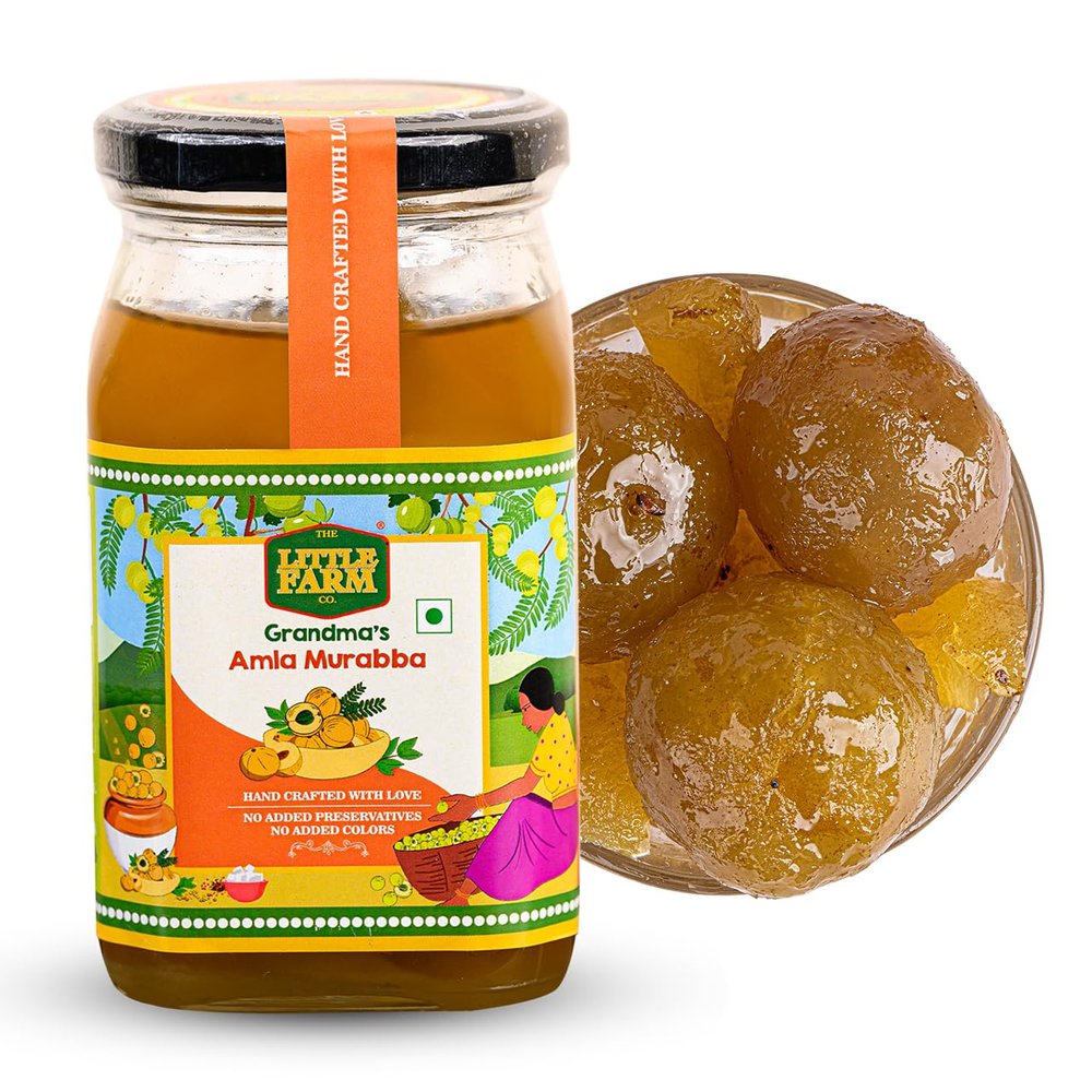 THE LITTLE FARM CO Amla Murabba - Amla ka Murabba | Awla Murabba | Farm Fresh amla | Indian Gooseberry Pickle | No Added Preservatives, No Artificial Flavours | Traditional Recipe, 450 G
