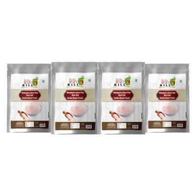 90's MILL Organic Himalayan Pink Rock Salt | Organic Rock Salt Powder | Vrat Upwaas Ka Namak | Unprocessed & Highly Nutritious | Sendha Namak Powder For Healthy Cooking-850GM*4Pack