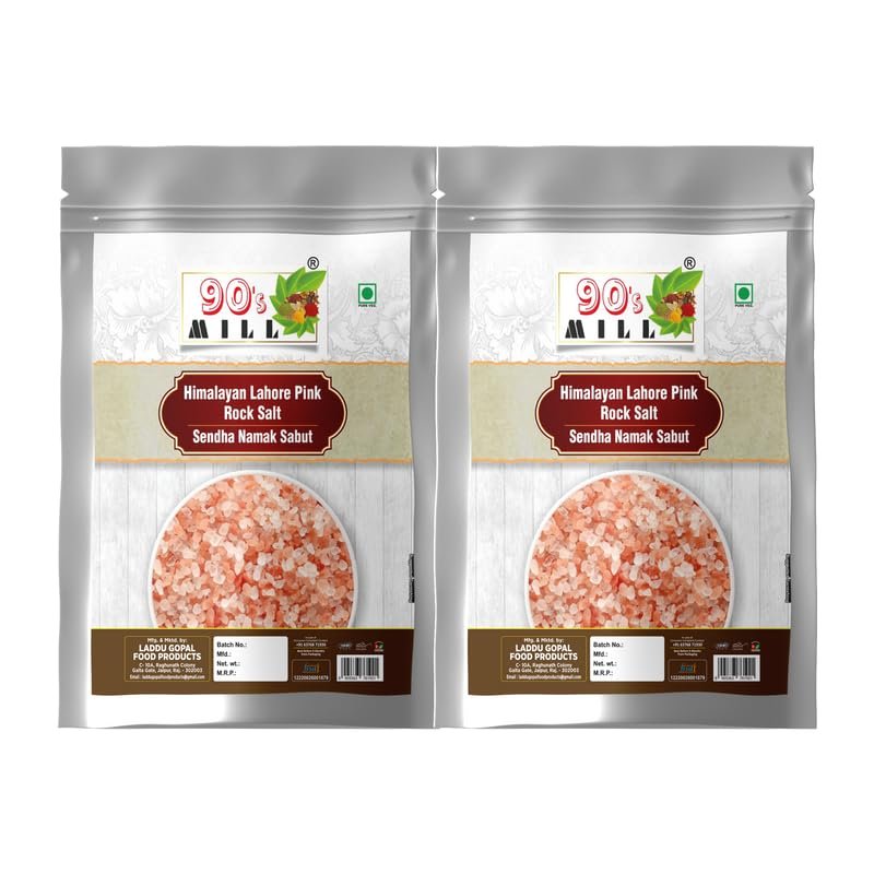 90's MILL Authentic Himalayan Rock Salt Crystal for Traditional Dishes in Fast Navratri Upwaas Vrat Ekadashi Salt | Sendha Namak Whole Crystal | Lahori Rock Salt Granules-850GM*2Pack