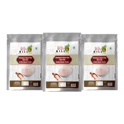 90's MILL Organic Himalayan Pink Rock Salt | Organic Rock Salt Powder | Vrat Upwaas Ka Namak | Unprocessed & Highly Nutritious | Sendha Namak Powder For Healthy Cooking-100GM*3Pack