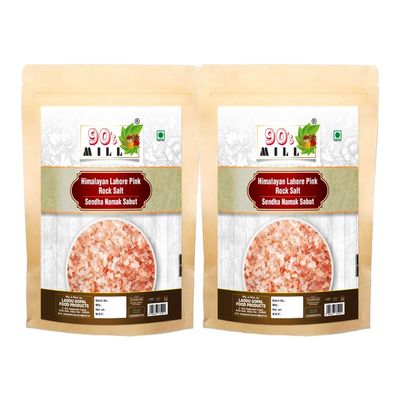 90's MILL Sabut Himalayan Pink Rock Salt | 100% Pure Whole Pink Salt Crystals with Natural Trace Minerals | Gourmet Quality Himalayan Rock Salt Chunks | For Healthy Cooking-1900GM*2Pack