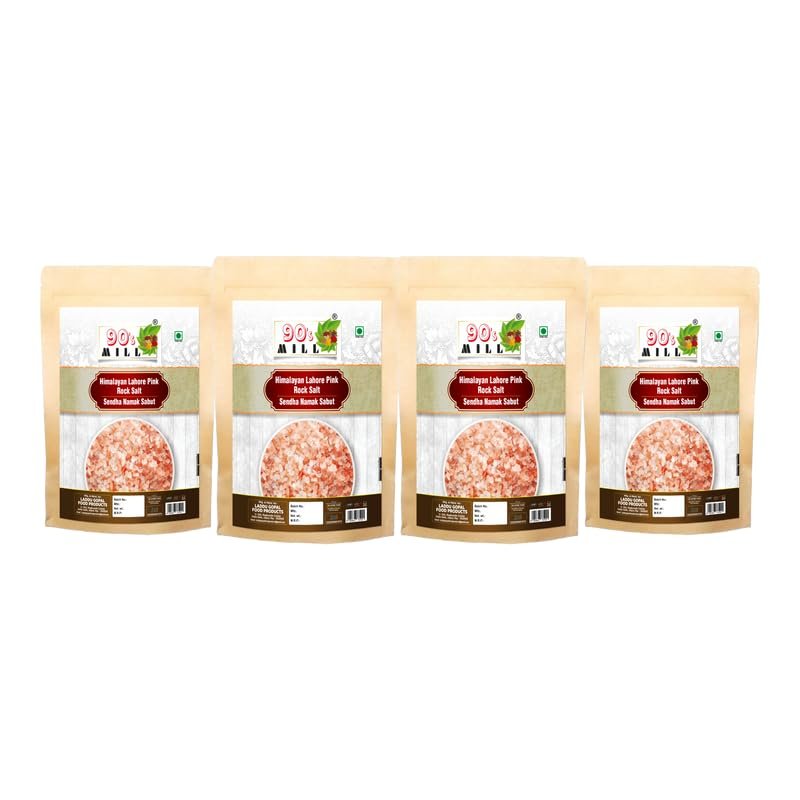 90's MILL Sabut Himalayan Pink Rock Salt | 100% Pure Whole Pink Salt Crystals with Natural Trace Minerals | Gourmet Quality Himalayan Rock Salt Chunks | For Healthy Cooking-850GM*4Pack