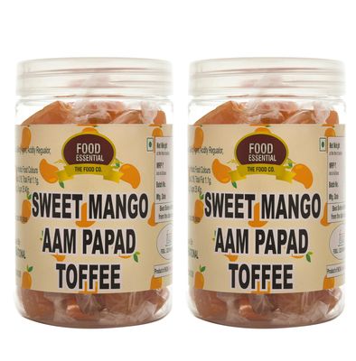 Food Essential Sweet Aampapad (Mango) Toffee 1 kg. [Sweet and Tangy, Real Mango Pulp, For All Ages, Kids friendly] Pack of 2 (500 gm. Each)