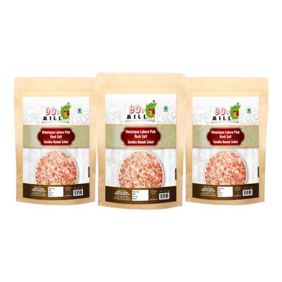90's MILL Sabut Himalayan Pink Rock Salt | 100% Pure Whole Pink Salt Crystals with Natural Trace Minerals | Gourmet Quality Himalayan Rock Salt Chunks | For Healthy Cooking-100GM*3Pack