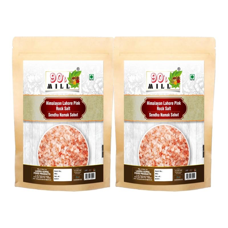 90's MILL Whole Himalayan Pink Rock Salt Chunks | Sendha Namak Sabut | Sabut Sendha Sindhav Namak Granules Crystal | Himalayan Pure sendha namak Pink Rock Salt Chunks-850GM*2Pack