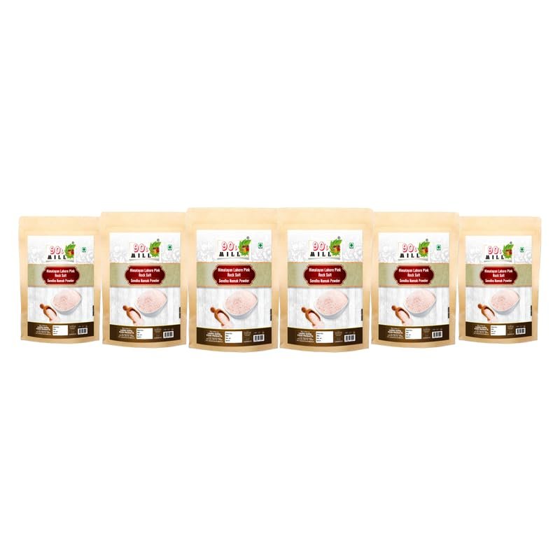 90's MILL Authentic Himalayan Pink Rock Salt Powder | Low Sodium Himalaya Pink Rocksalt cooking Powder Rock Salt | Additive-Free, Gourmet Grade, Signature Quality | Saindha Sendha Salt-400GM*6Pack