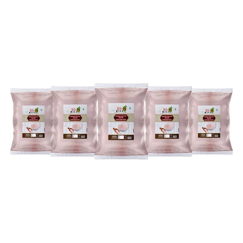 90's MILL Pink Rock Salt Loon Powder | Sabut Gulabi Lahori Sendha Namak Powder | Himalayan Pink Salt Powder with 84 Minerals For Cooking |100% Natural For Detox-400GM*5Pack