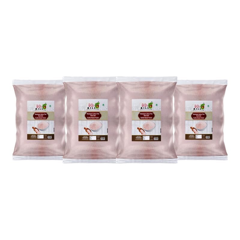 90's MILL Pink Rock Salt Loon Powder | Sabut Gulabi Lahori Sendha Namak Powder | Himalayan Pink Salt Powder with 84 Minerals For Cooking |100% Natural For Detox-850GM*4Pack