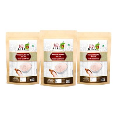 90's MILL Ekadashi Fast Upwaas Upwas Vrat Ke Liye Salt | Himalayan Pink Rock Salt Powder | Saindhava Lavana Sendha loon namak with Natural Trace Minerals-1900GM*3Pack