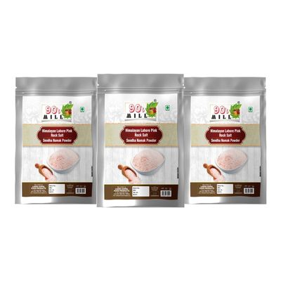 90's MILL Organic Himalayan Pink Rock Salt | Organic Rock Salt Powder | Vrat Upwaas Ka Namak | Unprocessed & Highly Nutritious | Sendha Namak Powder For Healthy Cooking-1900GM*3Pack