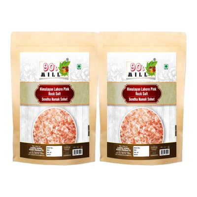 90's MILL Sabut Himalayan Pink Rock Salt | 100% Pure Whole Pink Salt Crystals with Natural Trace Minerals | Gourmet Quality Himalayan Rock Salt Chunks | For Healthy Cooking-850GM*2Pack