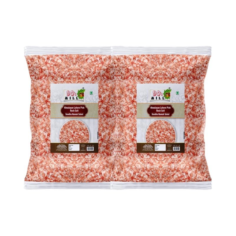 90's MILL Sabut Rock Salt | Premium Sendha Namak Sabut | with Natural Trace Minerals | Natural Saindhava Lavana Crystal Rock Salt | Whole Himalayan Pink Rock Salt Signature Quality-850GM*2Pack