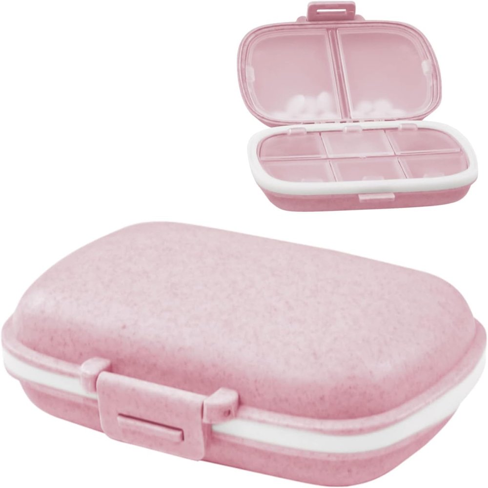 COZY nose - Pill Medicine Organizer Storage Box with 8 Compartments - Moisture Proof, Made of Food Grade Cereal Fiber, BPA free Wheat Straw Material, Ideal for Travel, Pocket, Purse, Daily Pill Case, Portable Medicine Vitamin Holder Container - 1 Pc