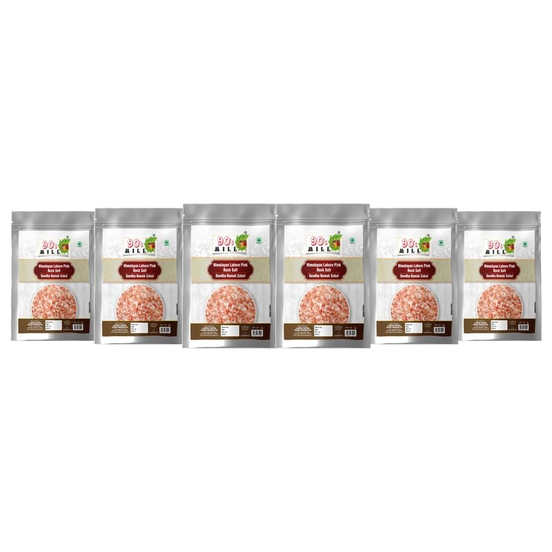 90's MILL Sabut Whole Pink Rock Salt Chunks | Whole Sabut Gulabi Lahori Sendha Namak Crystals | Himalayan Pink Crystals Salt with 84 Minerals For Cooking |100% Natural For Detox-850GM*6Pack