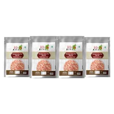 90's MILL Sabut Whole Pink Rock Salt Chunks | Whole Sabut Gulabi Lahori Sendha Namak Crystals | Himalayan Pink Crystals Salt with 84 Minerals For Cooking |100% Natural For Detox-850GM*4Pack