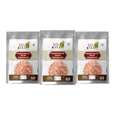 90's MILL Whole Granules Sendha Sindhav Namak Unrefined & Natural Used for Cooking Baking Sprinkling Fermenting Marinating | Himalayan Pink Rock Salt Crystals Chunks Highly Nutritious-850GM*3Pack