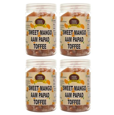 Food Essential Sweet Aampapad (Mango) Toffee 2 kg. [Sweet and Tangy, Real Mango Pulp, For All Ages, Kids friendly] Pack of 4 (500 gm. Each)