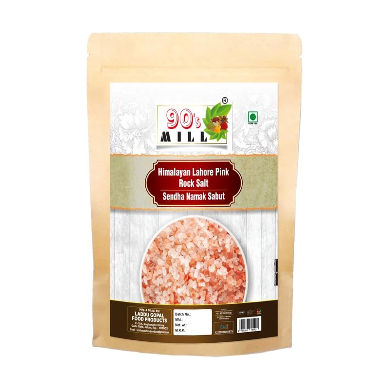 90's MILL Sabut Himalayan Pink Rock Salt | 100% Pure Whole Pink Salt Crystals with Natural Trace Minerals | Gourmet Quality Himalayan Rock Salt Chunks | For Healthy Cooking-1900GM*1Pack