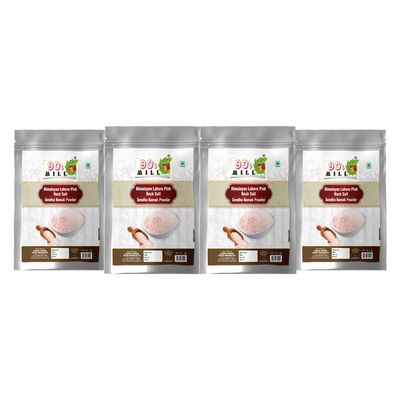 90's MILL Organic Himalayan Pink Rock Salt | Organic Rock Salt Powder | Vrat Upwaas Ka Namak | Unprocessed & Highly Nutritious | Sendha Namak Powder For Healthy Cooking-400GM*4Pack