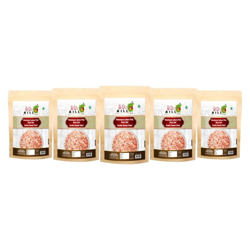 90's MILL Sabut Himalayan Pink Rock Salt | 100% Pure Whole Pink Salt Crystals with Natural Trace Minerals | Gourmet Quality Himalayan Rock Salt Chunks | For Healthy Cooking-850GM*5Pack