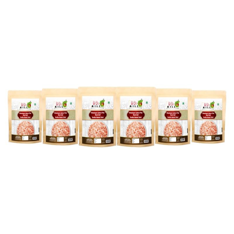 90's MILL Sabut Himalayan Pink Rock Salt | 100% Pure Whole Pink Salt Crystals with Natural Trace Minerals | Gourmet Quality Himalayan Rock Salt Chunks | For Healthy Cooking-850GM*6Pack