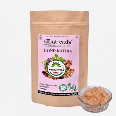 Hillbutiveda Gond Katira Pure Organic | Edible Gum | Tragacanth Gum, Crystals | Kathila Gum, Gond | High Cooling Properties Herbal Food | Super Food (450 gm)