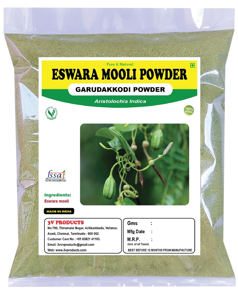 3V PRODUCTS Eswaramooli Powder | Garudakkodi | Aristolochia indica 100g