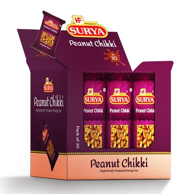 HF, Surya Rs.10 Peanut Chikki Box (Pack of 30) (30 pcs of Rs.10 each) |Phalli Chikki |Energy Bar |Indian Sweet