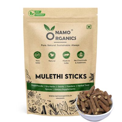 Namo Organics - Mulethi Stick For Eating - 200 Gm - yashtimadhu/Licorice Roots for Throat