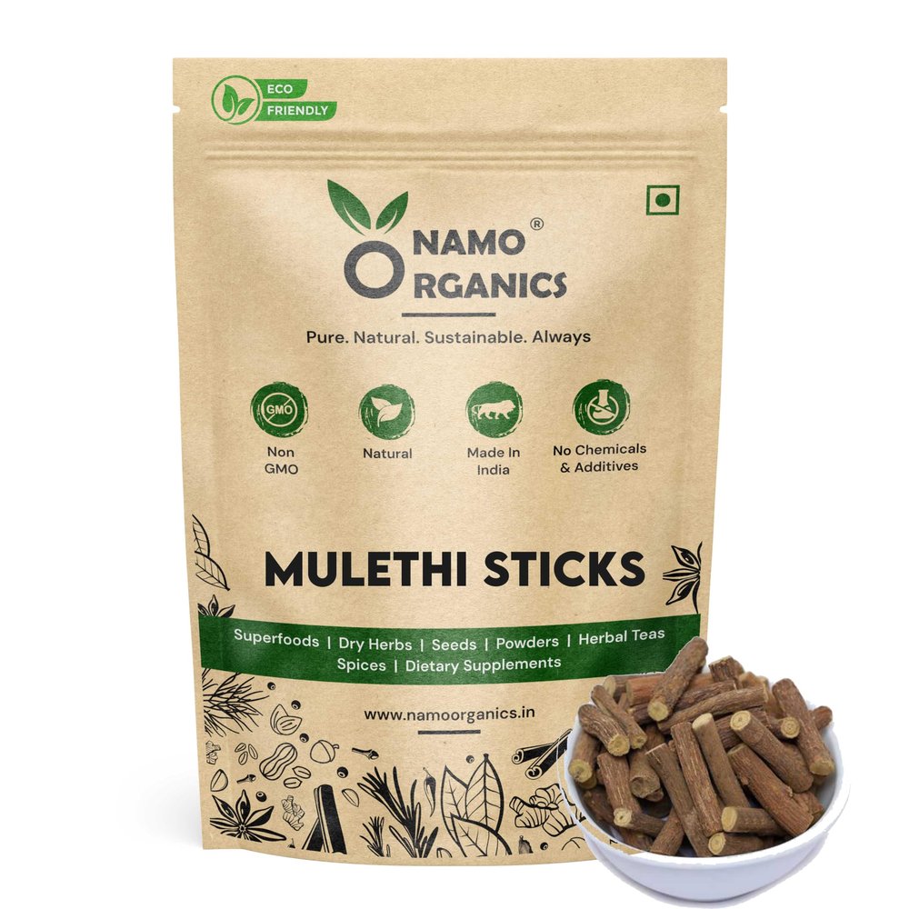 Namo Organics - Mulethi Stick For Eating - 200 Gm - yashtimadhu/Licorice Roots for Throat