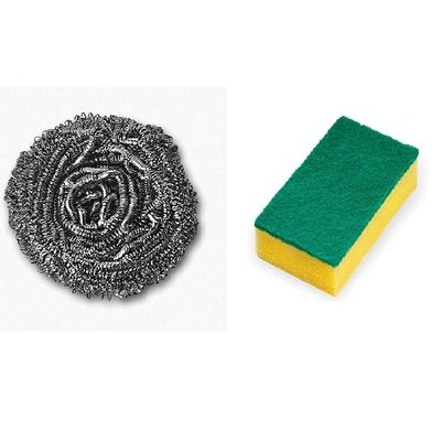DAIDSUKE 1 Piece Stainless Steel Scrubber (18g) & Scrub Pad Sponge, Rust Resistant, Reusable, Kitchen & Home, Utility Sponge