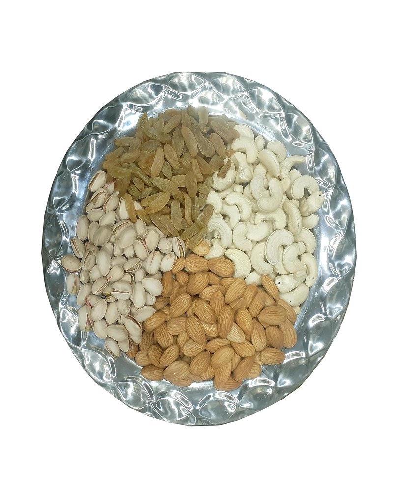 BELLANUTS Dry Fruits Gift Pack Tray (NW: 400gm) Cashews, Almonds, Pistachios and Raisins in a Fancy Decorative Tray