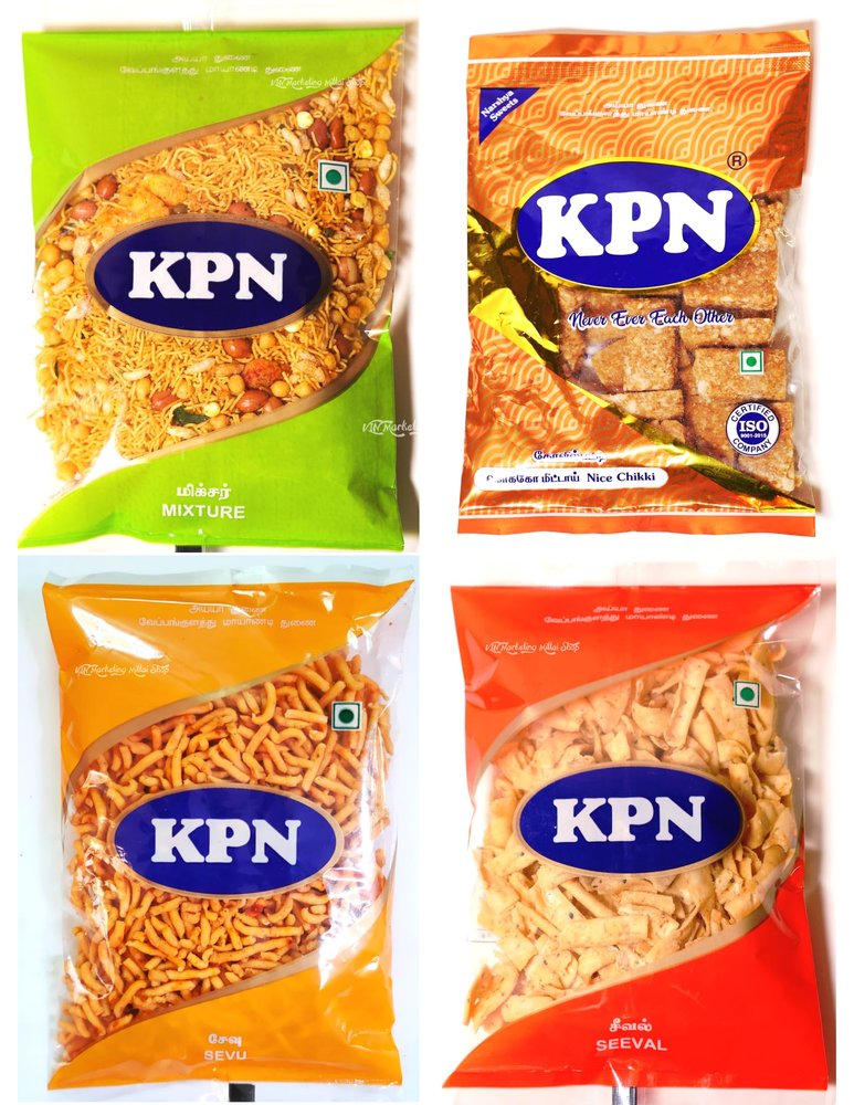 KPN Kovilpatti Special Mixture | Karasevu | Seeval | KO KO Mittai - 800gm - Pack of 4 x 200gm