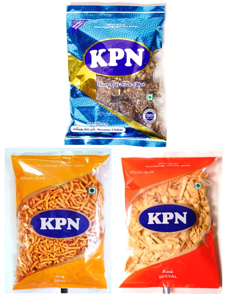 KPN Kovilpatti Seeval (Ribbon Pakkora) | Karasevu | Ellu Mittai - 600gm - Pack of 3 x 200gm