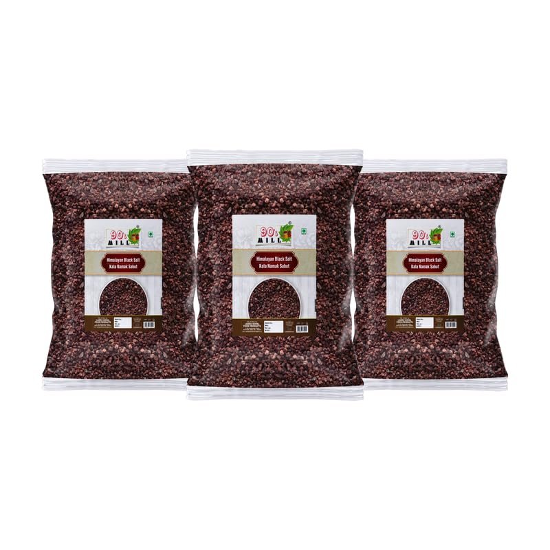 90's MILL Feng Shui Arabian Black Sea Salt Crystals,Unrefined|Non-iodised|Impurity Free|Optically Sorted|Natural Black Salt|Use for Pickling, Scrubs, Herbal infusions-400GM*3Pack