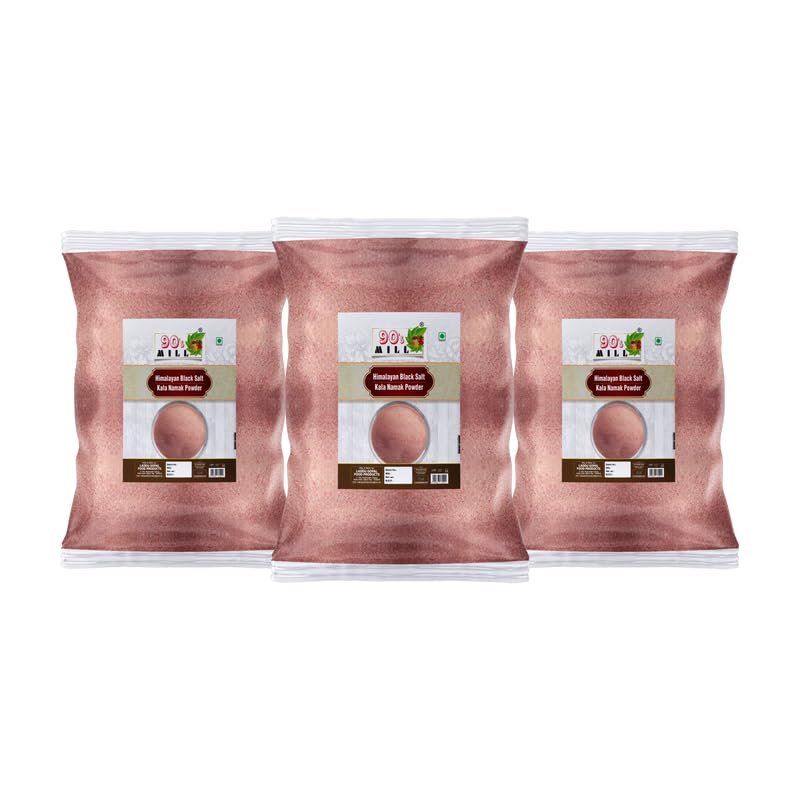 90's MILL Black Crystal Salt Powder | Kala Namak Powder An Essential and Flavorful Salt for Your Cooking Needs | Himalayan Kala Namak Powder Rich in Antioxidants, Minerals, Vitamins-1900GM*3Pack