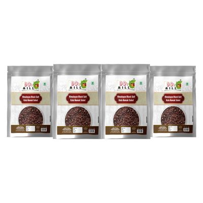 90's MILL Grinder Perfect Black Salt | Black Salt Whole | Sabut Kala Namak | Crystal Black Salt Kala Loon Chunks | Saboot Sabut Kala Namak Khada Namak-850GM*4Pack