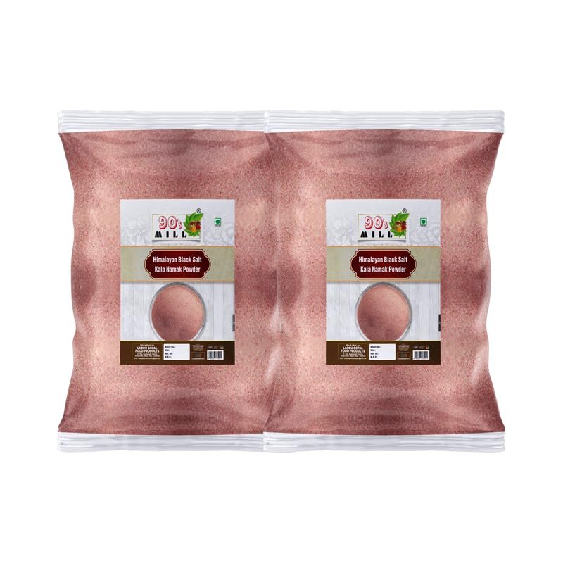 90's MILL Handgrounded Natural Organic Black Salt/Kala Namak Powder | Handground Kala Namak Kala Loon Powder | Sulphur-Rich Kala Namak Sanchal Powder | bit loona bit lobon kala loon-850GM*2Pack